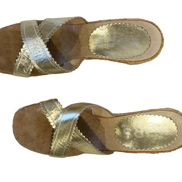 KORS Michael Kors Gold Cross Strap Espadrille Wedges, Size 6 - Picture 5 of 9